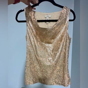 J crew gold and nude pink jacquard cowl neck top